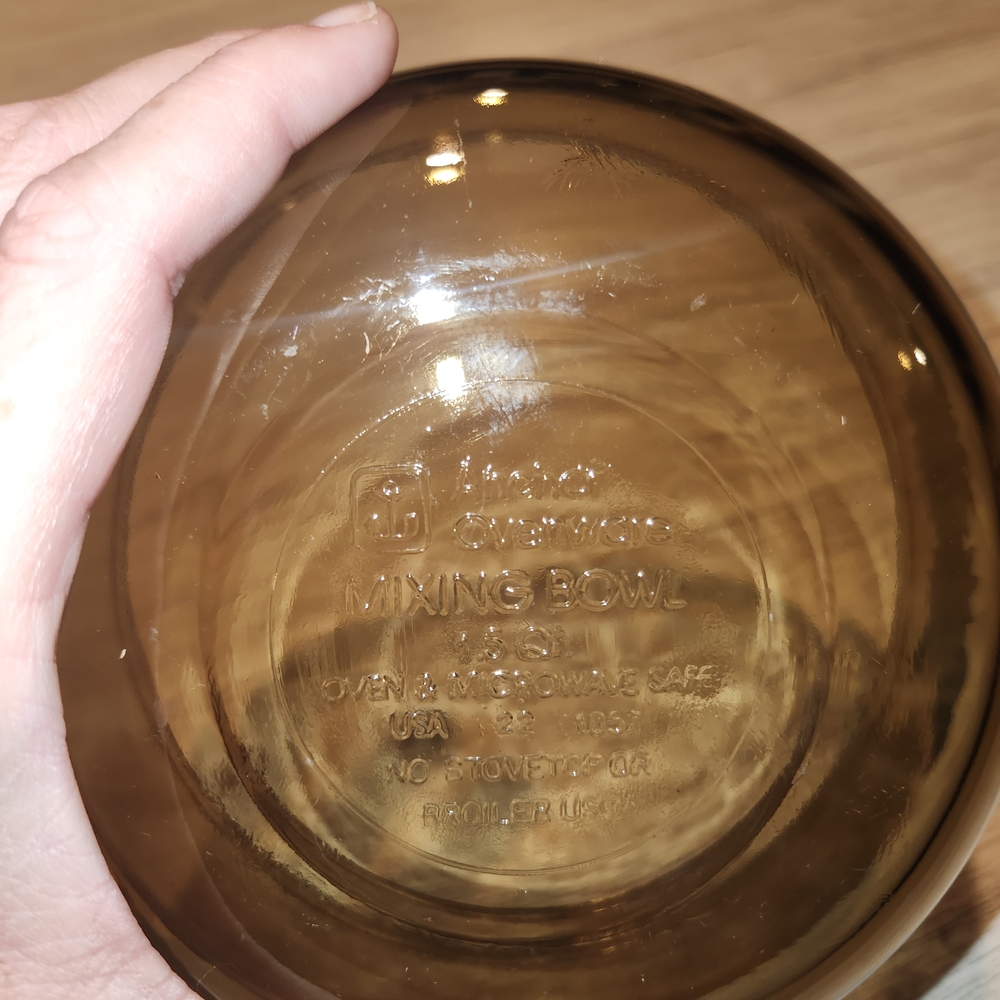 Anchor Ovenware Mixing Bowl Hocking Amber Sunflower 1.5 QT - Picture 2 of 5